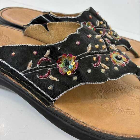 Rieker Boho Floral Sequin Beaded Sandals Sz 9.5 Hippie Gypsy - Picture 3 of 9